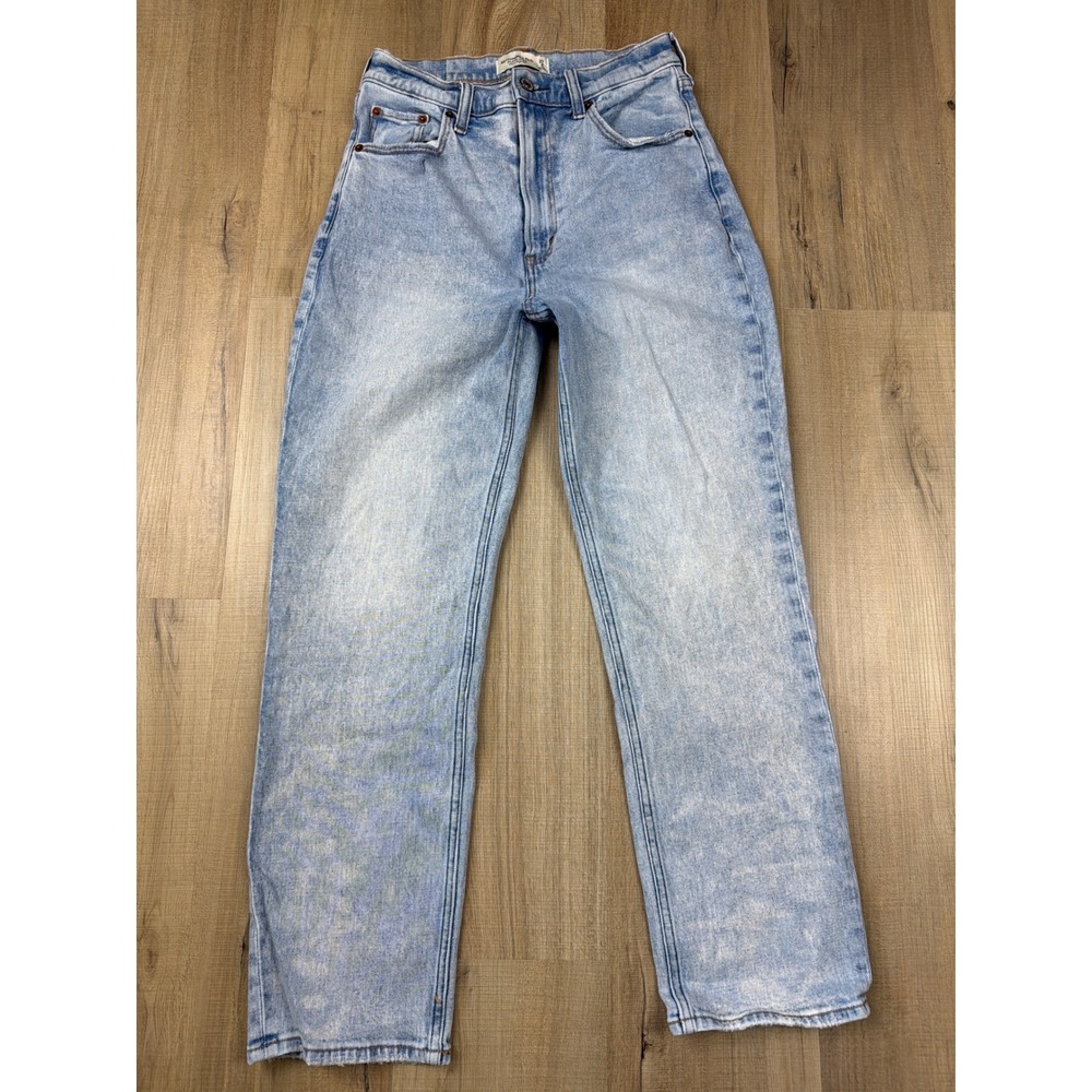 Abercrombie Curve Love Ultra High Rise Ankle Straight Jeans Light Wash 27 4
